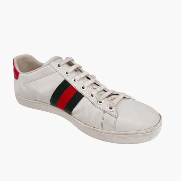 Gucci Pearl-Embellished Ace Sneakers White Leather Size 38.5 US 8.5 Women's - Picture 11 of 15